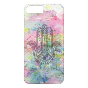 HAMSA Hand Symbool Kleurrijke Waterverf iPhone 8 Plus / 7 Plus Hoesje