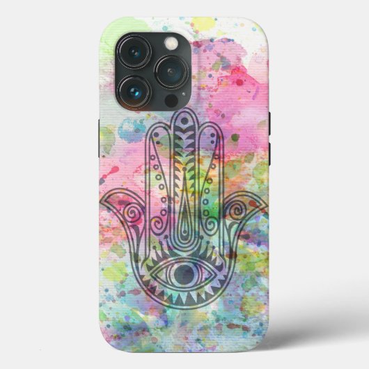 HAMSA Hand Symbool Kleurrijke Waterverf Case-Mate iPhone Case (Achterkant)