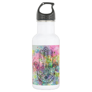 HAMSA Hand Symbool Kleurrijke Waterverf Waterfles