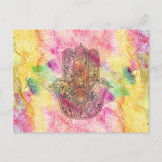 HAMSA Hand van het Fatimasymbool amulet Henna flor Briefkaart (Voorkant)