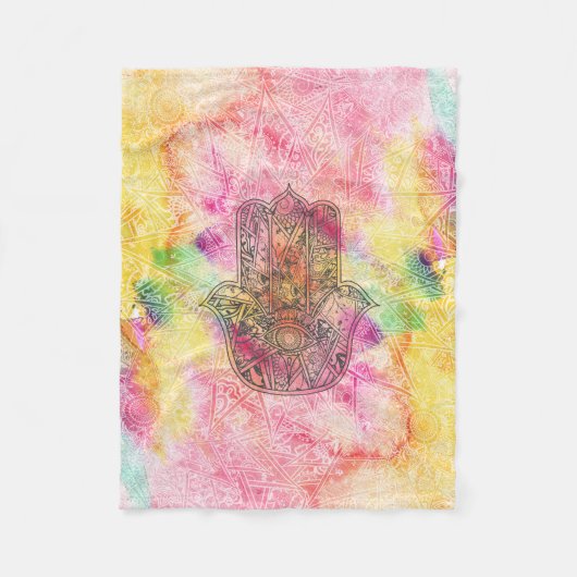 HAMSA Hand van het Fatimasymbool amulet Henna flor Fleece Deken (Voorkant)