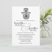 Hamsa Hand Wedding Reheasal Dinner Invite Kaart (Staand voorkant)