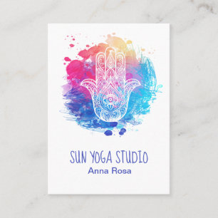 *~* Hamsa Hand Yoga Sacred Eye Waterverf Visitekaartje