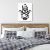 Hamsa Hand Zendoodle 6 Canvas Afdruk (Insitu (Slaapkamer))