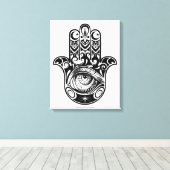 Hamsa Hand Zendoodle 6 Canvas Afdruk (Insitu (Houten vloer))