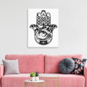 Hamsa Hand Zendoodle 6 Canvas Afdruk (Insitu (Woonkamer))