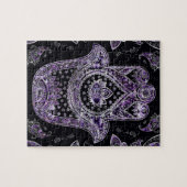 Hamsa Hand - zilver en amethyst Legpuzzel (Horizontaal)