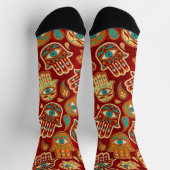 Hamsa Handhand - Handje Fatima Blauwgroen Red Sokken (Top)