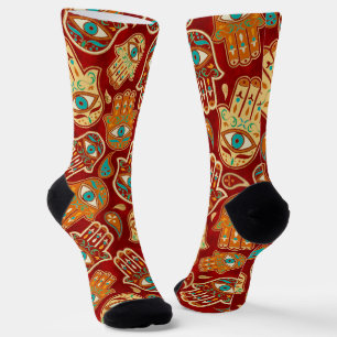 Hamsa Handhand - Handje Fatima Blauwgroen Red Sokken