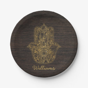 HAMSA Handje Fatima symbool amulet design Papieren Bordje