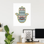 HAMSA Handje Fatima-symbool amulet, tribaal Aztec Poster (Thuiskantoor)