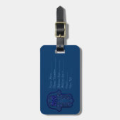 Hamsa Handje: Hart (blauw) Bagagelabel (Voorkant verticaal)
