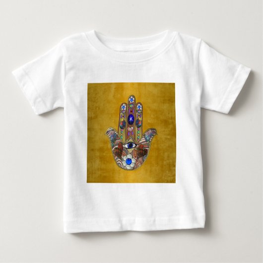 Hamsa harten bloemen Opal Art over goud (Voorkant)
