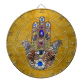 Hamsa harten bloemen Opal Art over goud Dartbord (Voorkant)