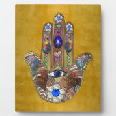 Hamsa harten bloemen Opal Art over goud Fotoplaat (Voorkant)