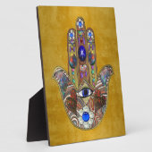 Hamsa harten bloemen Opal Art over goud Fotoplaat (Zijkant)