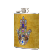 Hamsa harten bloemen Opal Art over goud Heupfles (Links)
