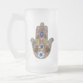 Hamsa harten bloemen Opal Art over goud Matglas Bierpul (Links)