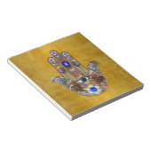 Hamsa harten bloemen Opal Art over goud Notitieblok (Schuin)