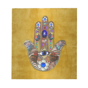 Hamsa harten bloemen Opal Art over goud Notitieblok