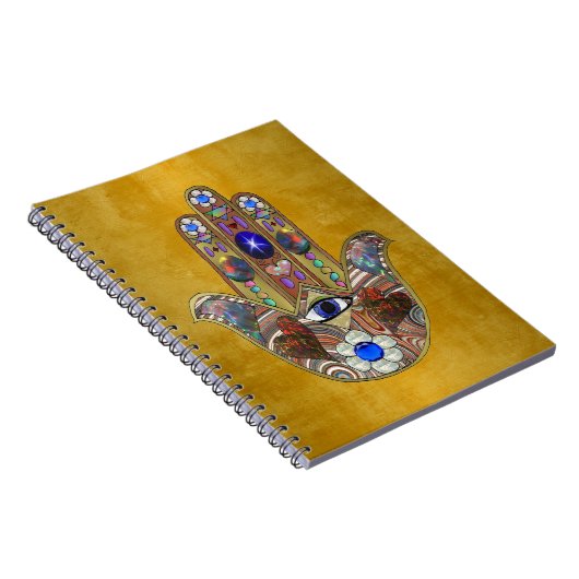 Hamsa harten bloemen Opal Art over goud Notitieboek