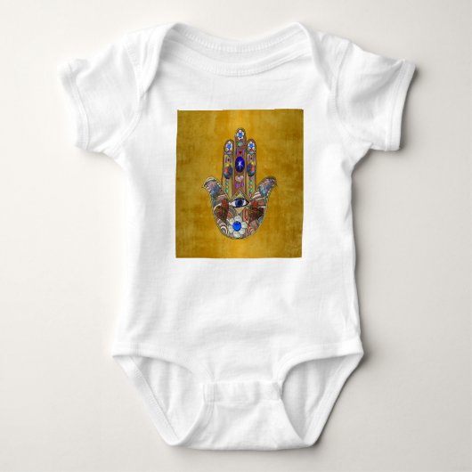 Hamsa harten bloemen Opal Art over goud Romper (Voorkant)