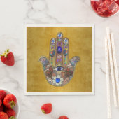 Hamsa harten bloemen Opal Art over goud Servetten (Insitu)