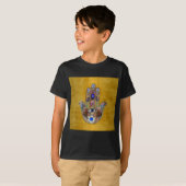 Hamsa harten bloemen Opal Art over goud T-shirt (Voorkant volledig)