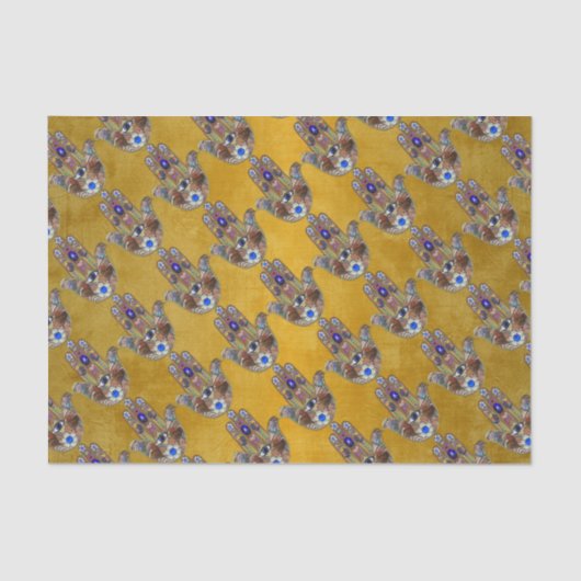 Hamsa harten bloemen Opal Art over goud Tissuepapier (Voorkant)