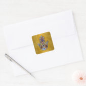Hamsa harten bloemen Opal Art over goud Vierkante Sticker (Envelop)
