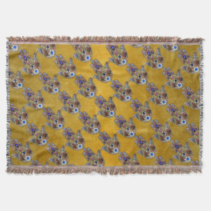 Hamsa Harten Bloemen Opal Kunst op Goud Deken