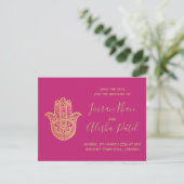 Hamsa Henna Or Rose Invitation de mariage Desi (Debout devant)