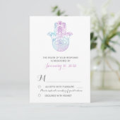 Hamsa Main violet et mariage bleu RSVP (Debout devant)