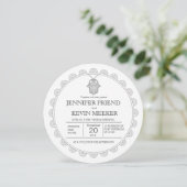 Hamsa-ronde huwelijksuitnodiging kaart (Staand voorkant)