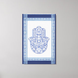 hamsa * tunis * marokko * henna * blue canvas afdruk