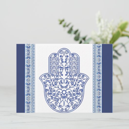 hamsa * tunis * marokko * henna * blue kaart (Staand voorkant)