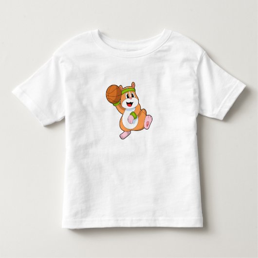 Hamster als Basketballspeler met Basketball Kinder Shirts (Voorkant)