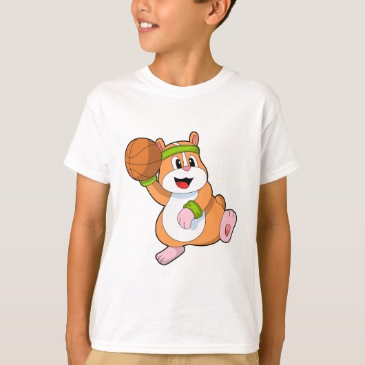 Hamster als Basketballspeler met Basketball T-shirt (Voorkant)