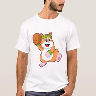 Hamster als Basketballspeler met Basketball T-shirt