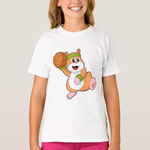 Hamster als Basketballspeler met Basketball T-shirt