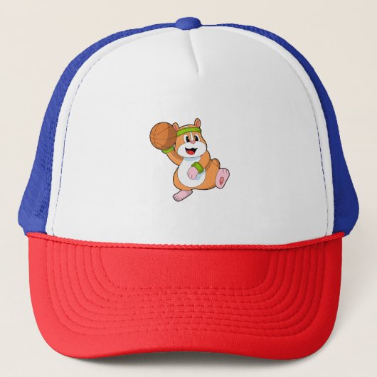 Hamster als Basketballspeler met Basketball Trucker Pet (Voorkant)
