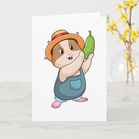 Hamster als boer met courgette kaart (Gele Bloem)