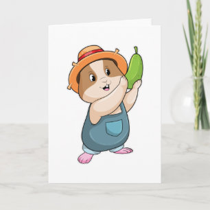 Hamster als boer met courgette kaart