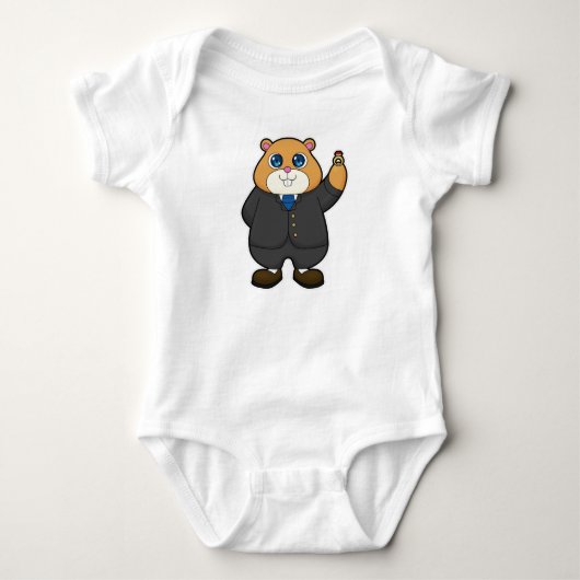 Hamster als bruidegom met trouwring romper (Voorkant)