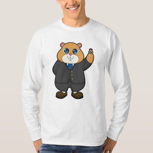 Hamster als bruidegom met trouwring t-shirt (Voorkant)