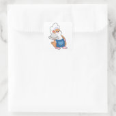 Hamster als Cook met Platter Vierkante Sticker (Tas)