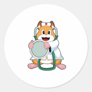 Hamster als Doctor met Stethoscoop.PNG Ronde Sticker