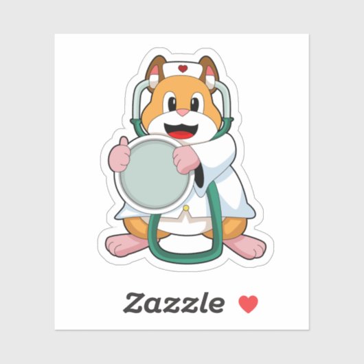 Hamster als Doctor met Stethoscoop.PNG Sticker (Vel)