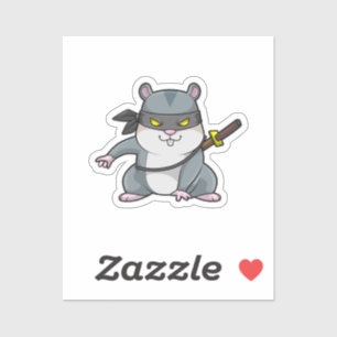Hamster als Ninja bij de vechtkunst met zwaard Sticker
