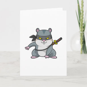 Hamster als ninja bij vechtsporten met zwaard kaart